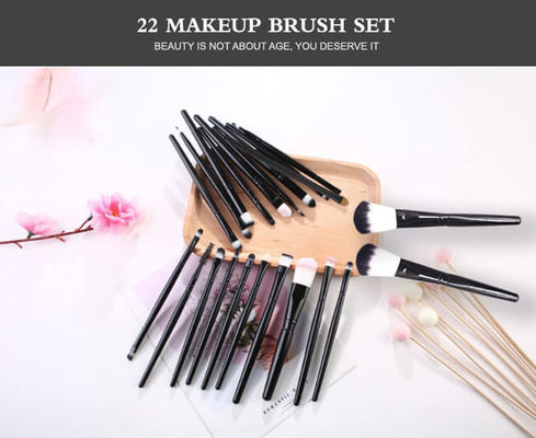 Black Cosmetic Brush Kits , 10pcs Foundation And Brush Set