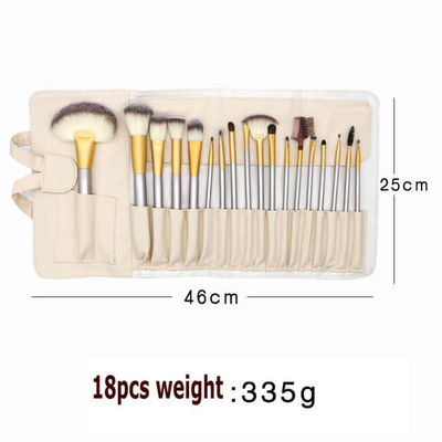 Home 18pcs Champagne Handle Face Makeup Brush Set