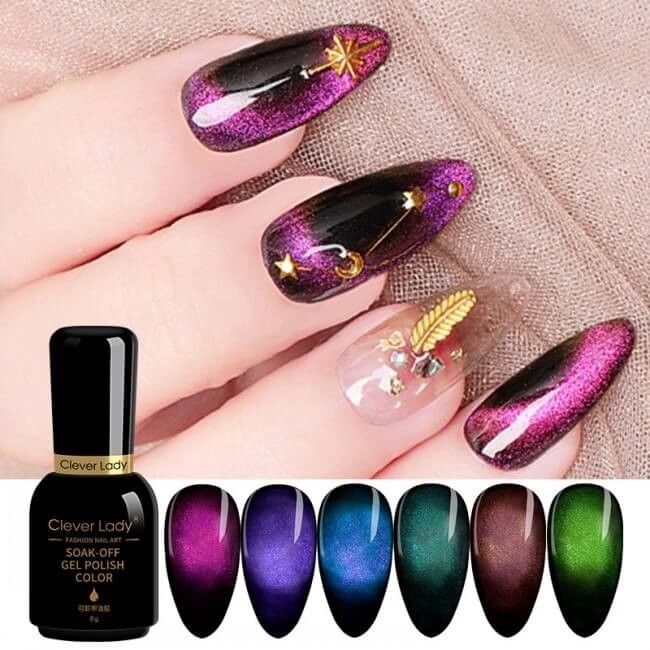 6 Colors 9D Cat Eye Nail Polish