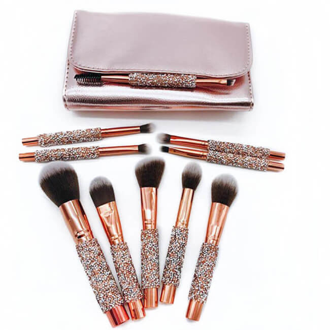 Rose Golden Shining 10pcs Eye And Face Brush Set