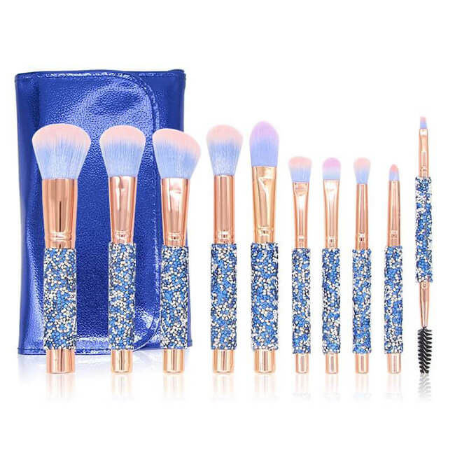 ISO9001 Rhinestone Handle Synthetic Makeup Brushes Set