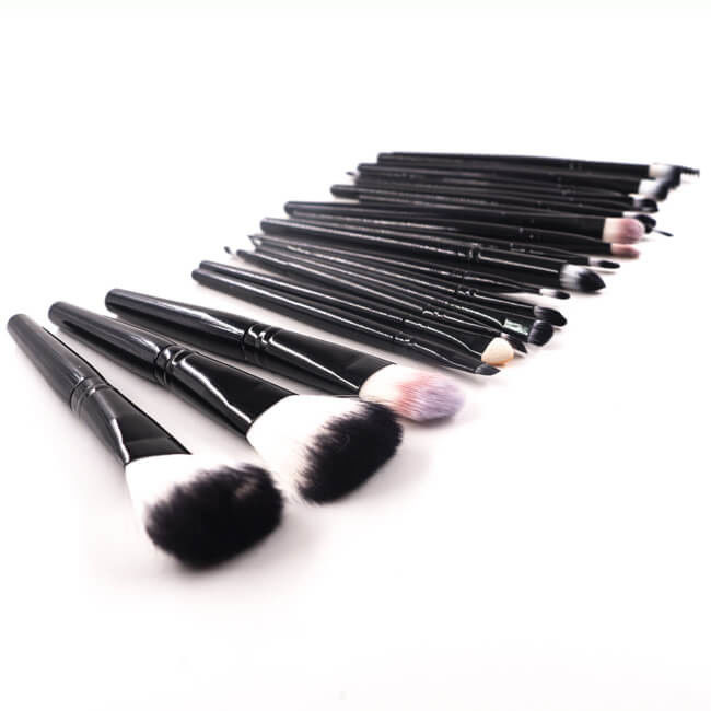 Black Cosmetic Brush Kits , 10pcs Foundation And Brush Set