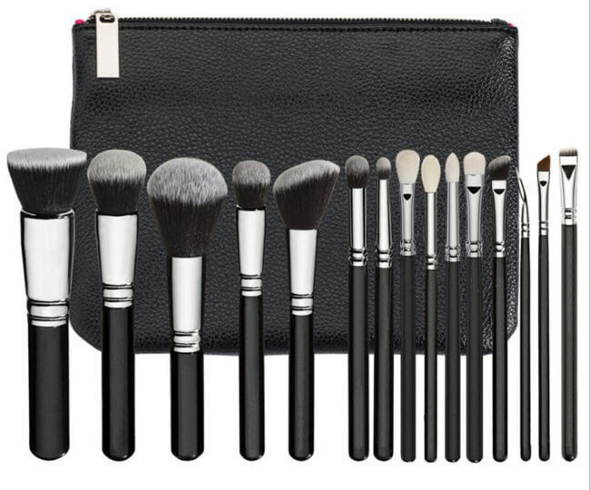Custom Logo Black Face And Eye Makeup Brush Set